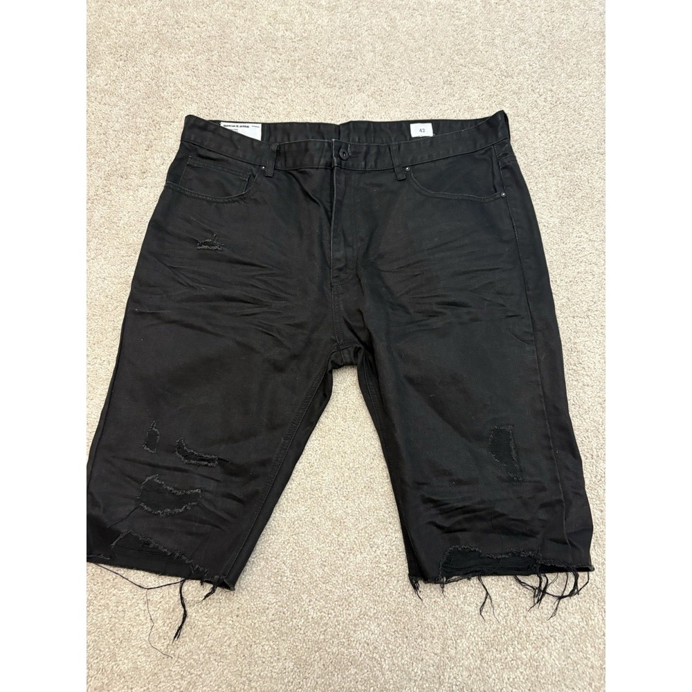 Men's Smoke Rise Dark Wash Denim Jean Shorts Black Size 42